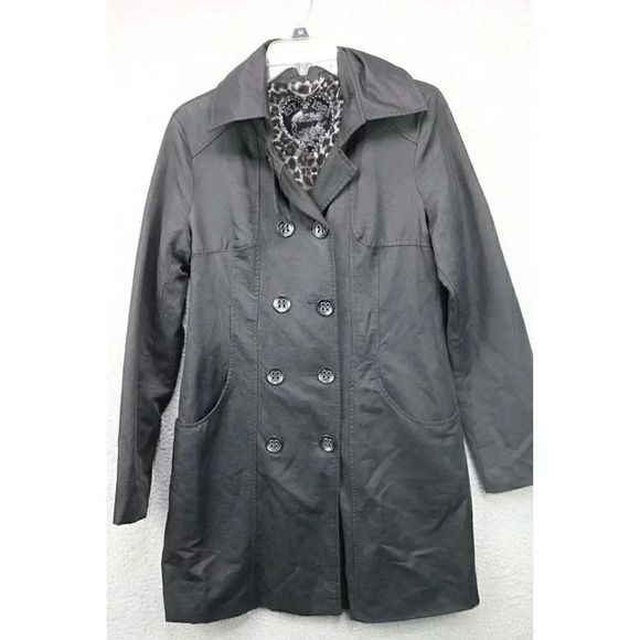 Guess Black Pea Coat-Lined-Sz. Medium-Double Breasted-Missing the Belt - Picture 1 of 14